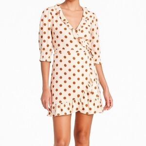 Rixo For Target White Red Polka Dot Ruffle Wrap Dress XXS